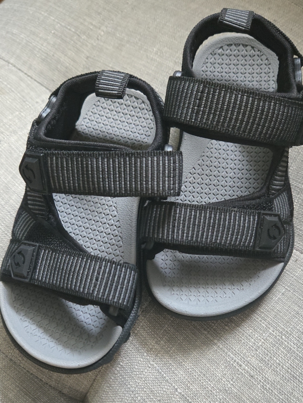 Kids Black and Gray Adjustable Strap Sandals